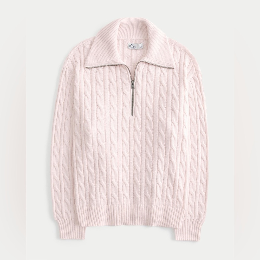 Hollister Oversized Cable Knit Half Zip Sweater
